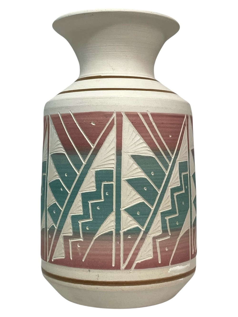 Vintage 1990s R. Gonza Signed Mexican Southwest Pottery Art Vase